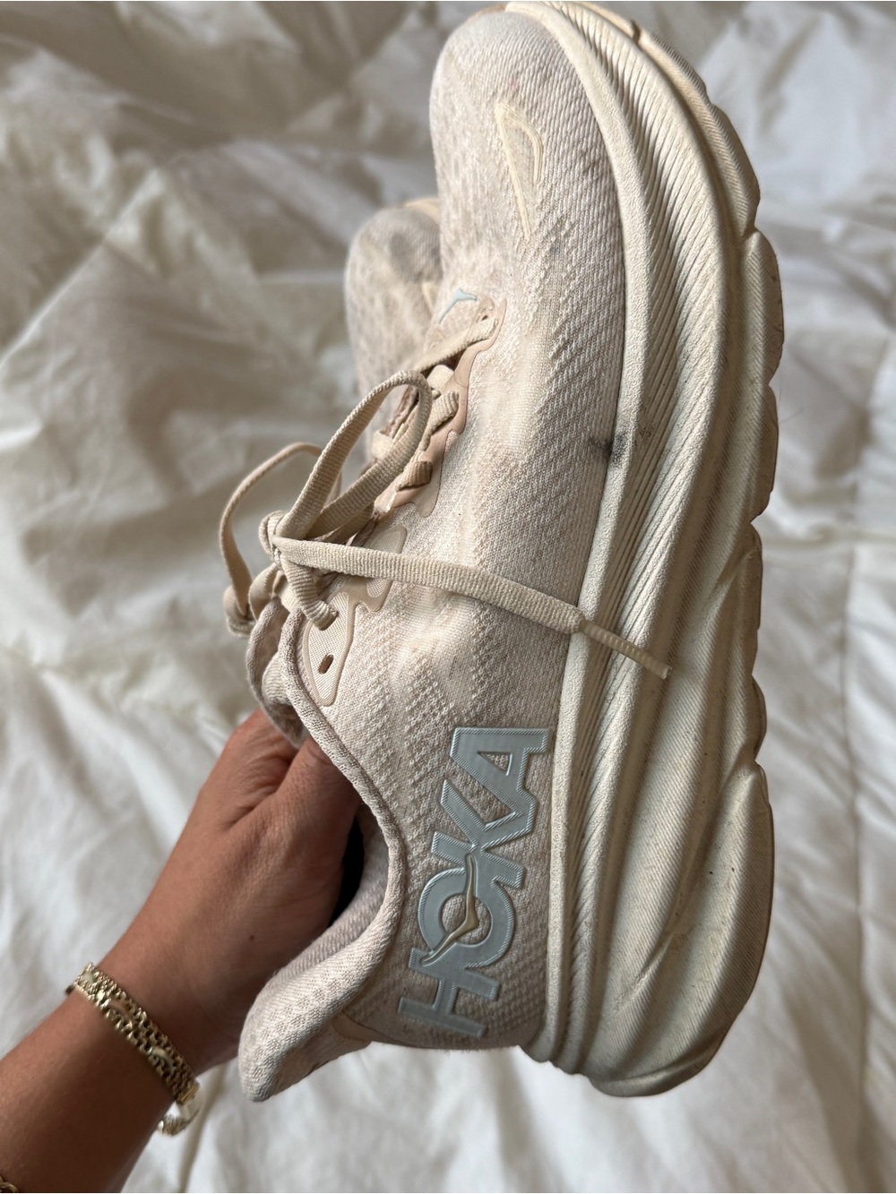 Hoka Women's Pale Beige Athletic Running Shoe
